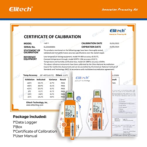 Image of Elitech Temperature Data Logger Single Use Temperature Recorder PDF Report USB Temperature Logger 16000 Points WHO PQS Listed LogEt1-5Pack