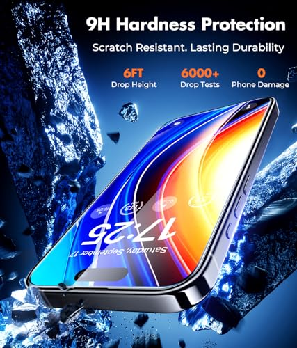 Image of UNBREAKcable 2-Pack Screen Protector for iPhone 14 Pro Tempered Glass | Military Grade Shatterproof, 9H+ Hardness, 99.99% HD Clear, Bubble-Free, Easy Installation Frame, for iPhone 14 Pro