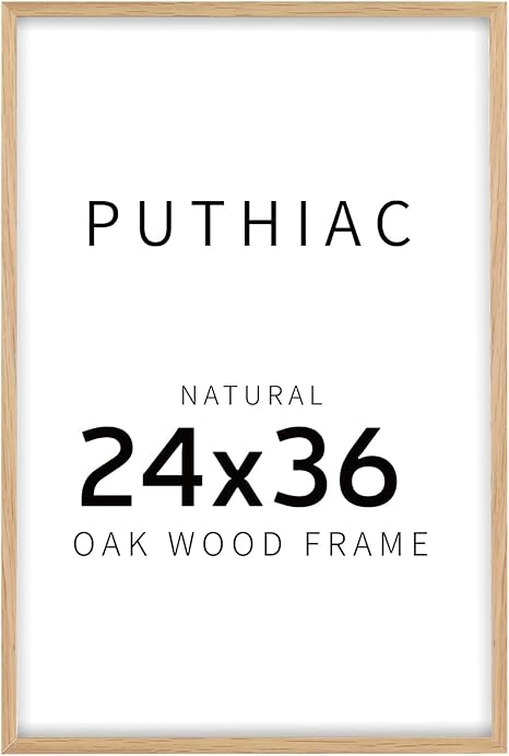 puthiac 24x36 Oak Wood Picture Frames -24"x36" Poster Frames for Wall, 24x36 Picture Frame for Wall, 24 x 36 Picture Frame(1 Pack, Beige)