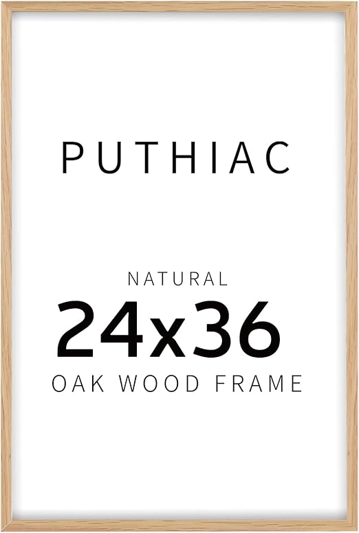 puthiac 24x36 Oak Wood Picture Frames -24"x36" Poster Frames for Wall, 24x36 Picture Frame for Wall, 24 x 36 Picture Frame(1 Pack, Beige)
