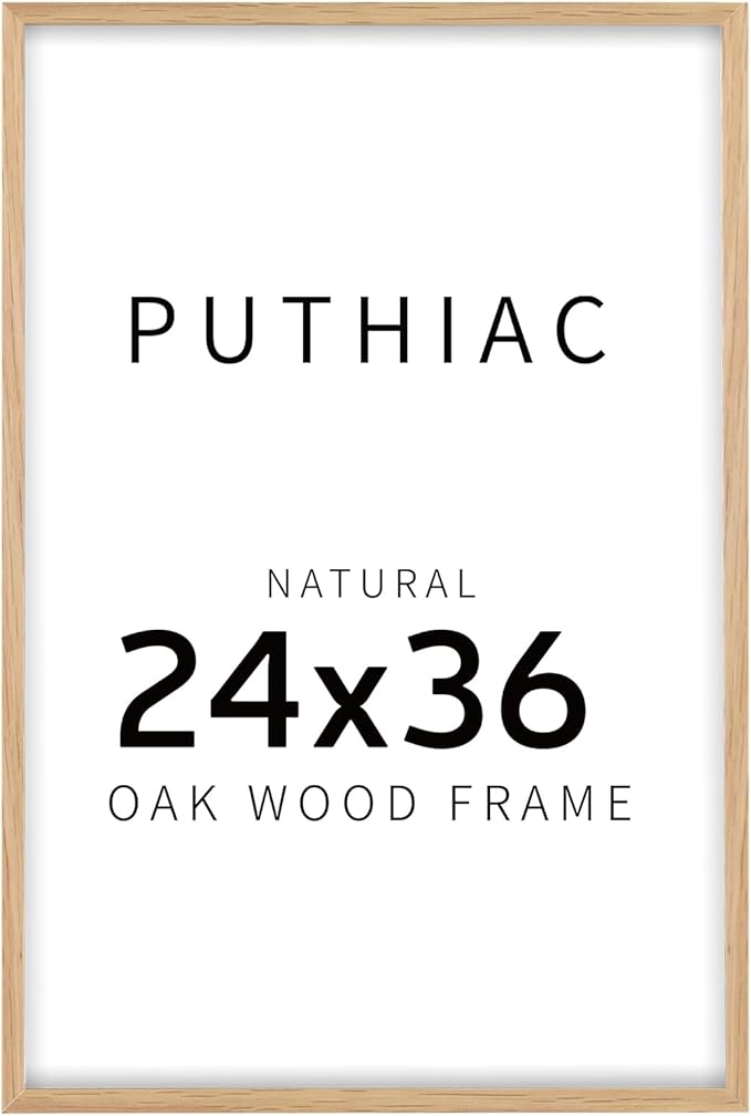 puthiac 24x36 Oak Wood Picture Frames -24"x36" Poster Frames for Wall, 24x36 Picture Frame for Wall, 24 x 36 Picture Frame(1 Pack, Beige)