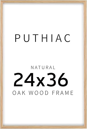 puthiac 24x36 Oak Wood Picture Frames -24"x36" Poster Frames for Wall, 24x36 Picture Frame for Wall, 24 x 36 Picture Frame(1 Pack, Beige)