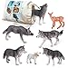 Volnau Wolf Toys Figures Animal Toys 7PCS Wolf Figurines Zoo Pack for Toddlers Kids Preschool Educational Sheep Wolf Jungle Forest Animals Sets, BPA Free