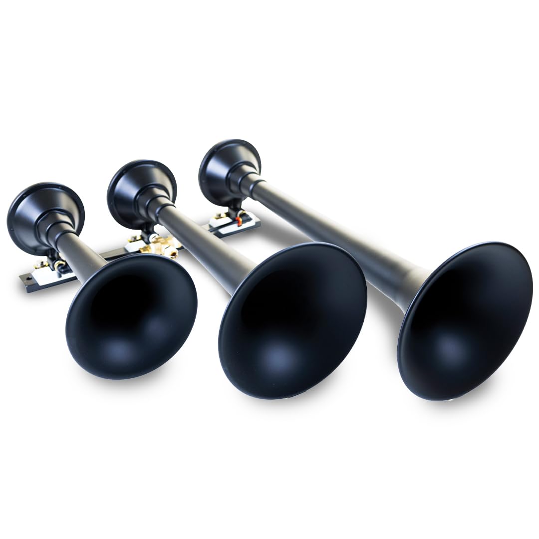 Kleinn Air Horns 730 Triple Train Horn with Valve - Black