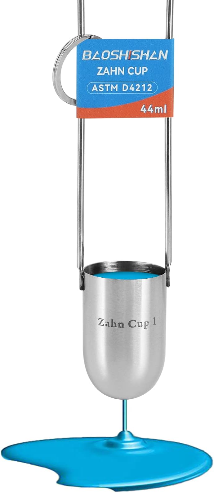 NO.1 Zahn Cup Viscosity Cup #1 Dip Type 44ml Stainless Steel Viscometer Flow Cup for Paint Finishes Oil Dye Sauce Honey
