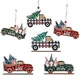 5 piezas de camión de decoración colgante de Navidad | Adornos de madera para coche de Navidad, 6 piezas de coche camión árbol colgantes adornos de Navidad para la decoración del árbol de Navidad