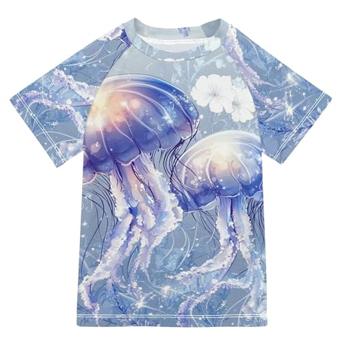 Beauty Jellyfish Silver Girls Bathing Suit Sun Protection Kids Rash Guard Swim Girls Swimwears Summer Clothes for Youth Boys 9-10Y