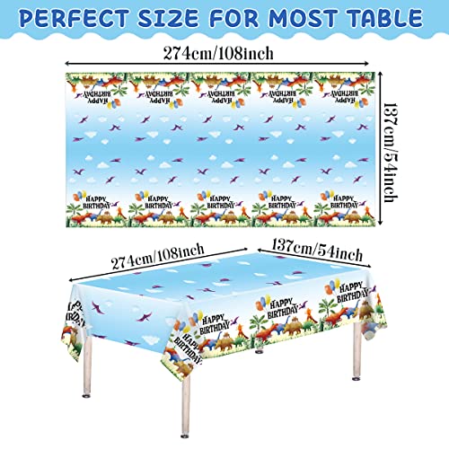 Daiuni 1Pcs Watercolor Dinosaur Birthday Tablecloth For Birthday Party Decoration, Plastic Disposable Rectangle Table Cover For Kids Boys Party Supplies, 54" X 108" #TOP1