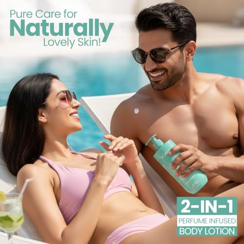 Image of VOKKA Glow Perfume Body Lotion 250ml | Bright Fruity Floral Fragrance | Passionfruit Peach Blossom Jasmine Notes | Aloe Vera Shea Butter & Cocoa Butter Moisturizing Lotion | BodyLotion for Men & Women