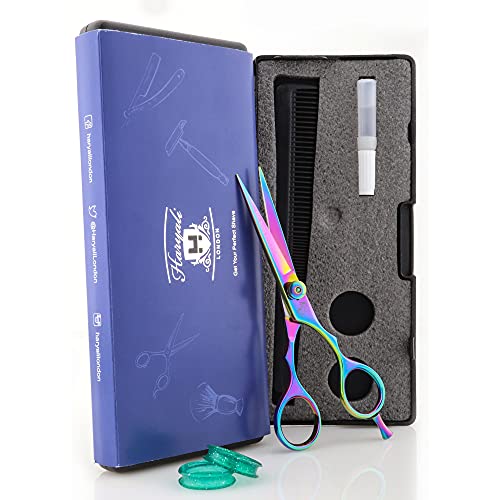 Haryali London Forbici professionali da parrucchiere e barbiere, 14 cm, con bordi affilati, in scatola nera