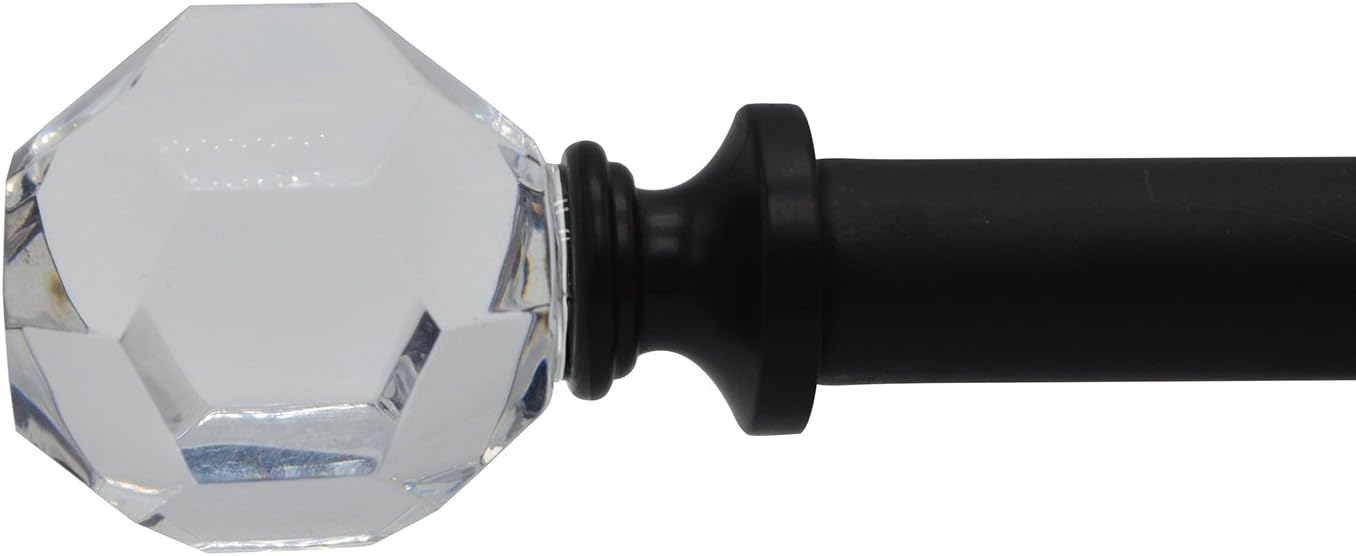 Urbanest Decorative Cut Crystal Curtain Rod, 5/8-inch Diameter, 28-inch to 48-inch, Black