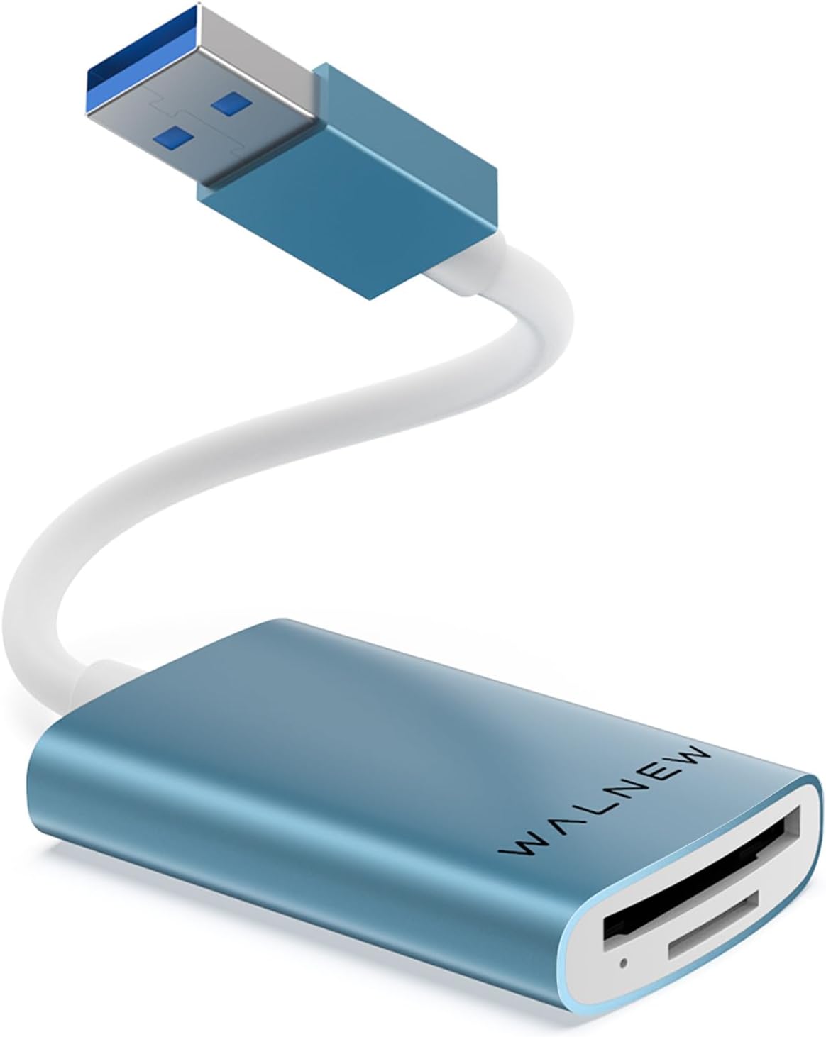 WALNEW USB 3.0 Micro SD Card Reader with Dual Slots for SD/SDXC/SDHC/Micro SDXC/TF/Micro SDHC/UHS-I,Universal Memory Card Reader for Mac OS,Windows,Android on PC,Laptop,and Camera (BLUE)