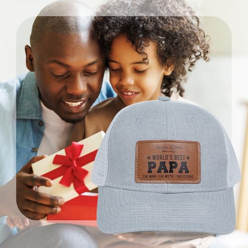 Image of Men's Hat Gifts - Men Cap Gifts for Christmas Father's Day Birthday Trucker Hat Leather Pattern Baseball Cap