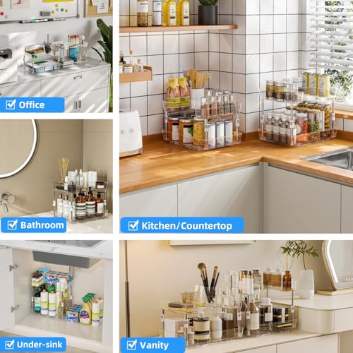 Xicennego organizador rotatorio ajustable de 2 niveles para baño y otros espacios miniatura 3