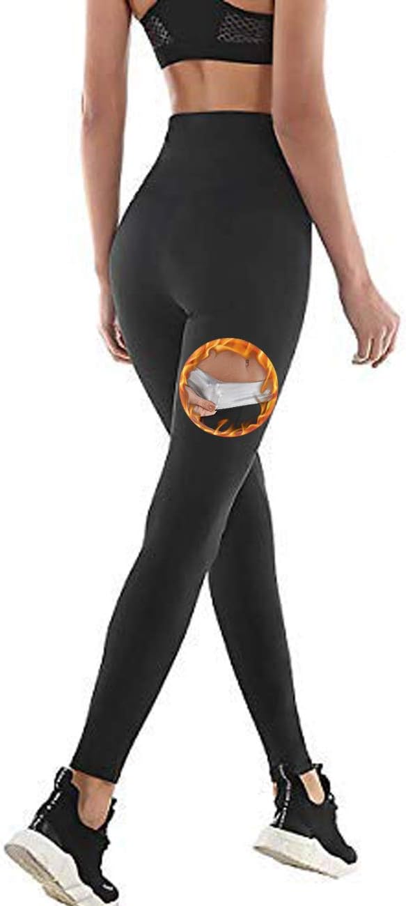 NHEIMA Women's Pro Yoga Stretch Trousers, Womens Sauna Sweat Trousers with High Waist, Ladies Sports Fitness Tights & Leggings, Women Running Legging, Joggers Pants for Weight Loss