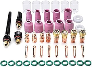 CENPEK 49PCS TIG Welding Torch Accessories Kit Collets Body Glass Cup Alumina Nozzle Stubby Gas Lens #10 Pyre Cup Kit for TIG WP-17/18/26