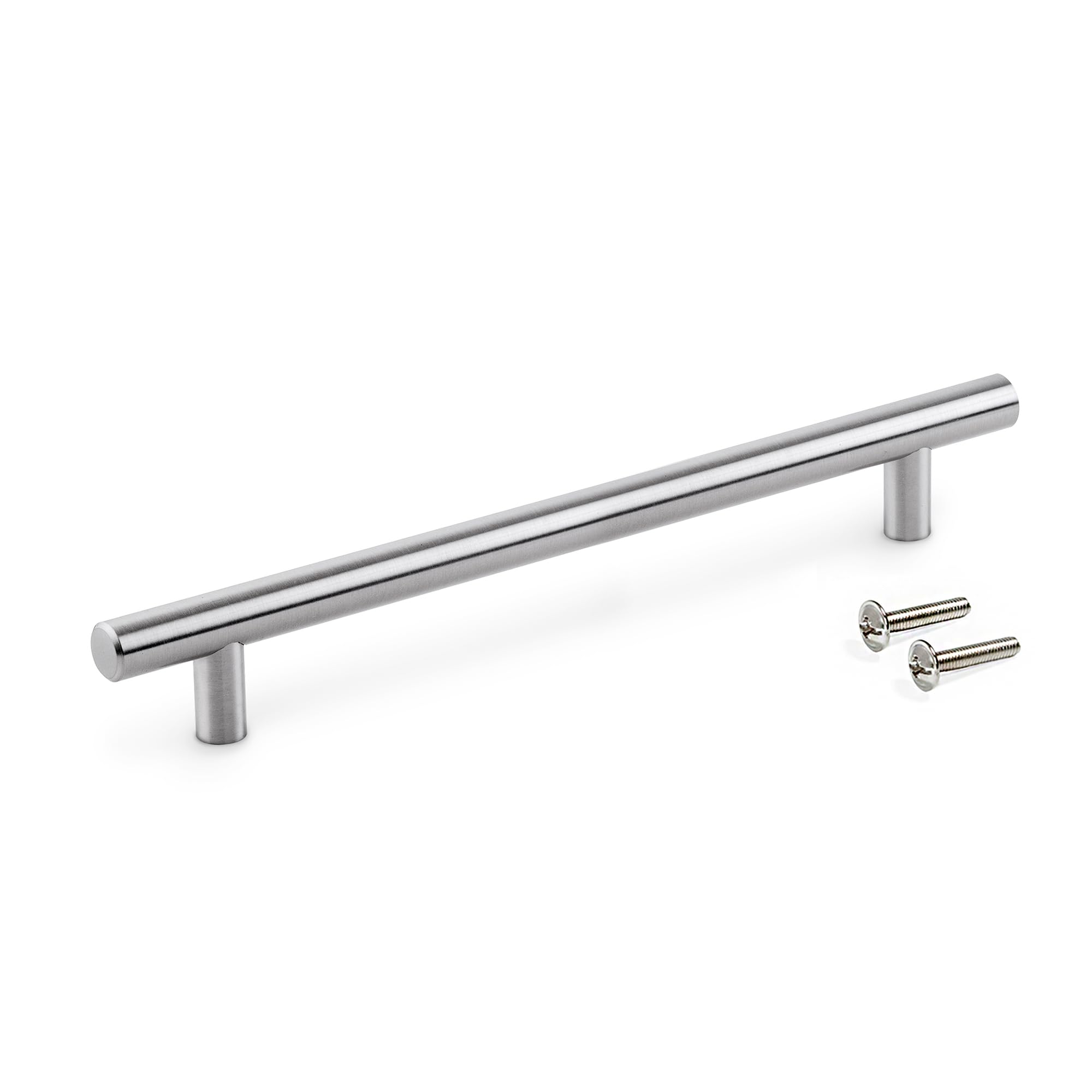 Emuca - Furniture Handle, L136mm, 96mm Interaxis, Steel, Satin Finished Nickel, Satin Nickel