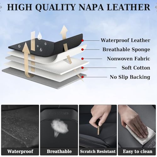 Image of Coverado Seat Covers, Car Seat Covers Front Seats, Premium Nappa Leather Seat Covers for Cars, Waterproof Car Seat Protector with Lumbar Support, Front Seat Covers Universal Fit for Most Cars (Black)