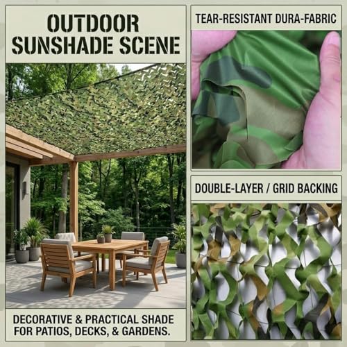 Filet de camouflage militaire pour chasse et ombrage extérieur multi tailles - 3