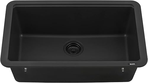 Miniatura 7 de Ruvati RVG2310BK - Fregadero de cocina compuesto de granito mate de doble montaje de estación de trabajo negro de 30 pulgadas