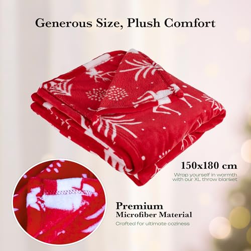 Christmas-Throw-Blanket-Luxurious-Red-Reindeer-and-Tree-Design-Soft-Plush-Microfiber-Fleece-Perfect-for-Couch-Sofa-Bed-Cozy-Lightweight-Winter-Decor-50-x-60