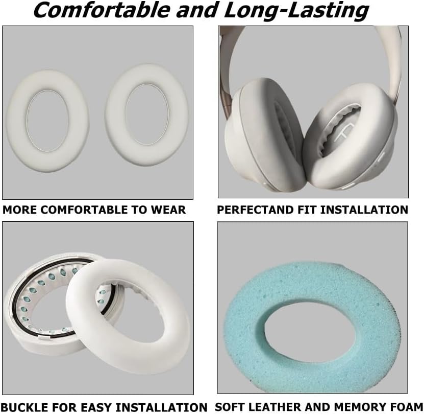 Replacement Ear Pads Cushions, Earpads Cover for Bose 700 Noise-Cancelling NC700 Over Ear Headphones (White) - Image 3