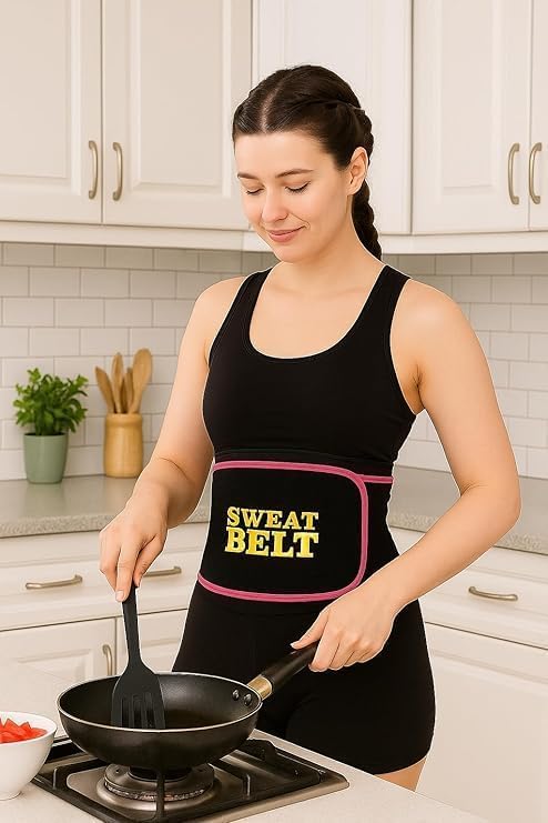 Image of Sweat Belt for Men & Women | Made of Neoprene Waist Belt for Fat Burner | Waist Belt for Tummy Exercise | Sweat Belt for Fat Loss, Posture Support & Core Workout (Free Size)