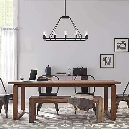 Lustre rustique suspendu pour éclairer un îlot de cuisine sombre