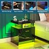 WOOVIVS Night Stand with Light, High Gloss Nightstand with USB/Wireless Charging Station, LED Black Nightstands with Storage Drawers, RGB Side End Table for Bedroom Furniture(Black)