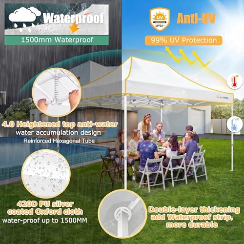 Image of Hoteel 10x15 Heavy Duty Pop Up Canopy Tent with 4 Sidewalls, White