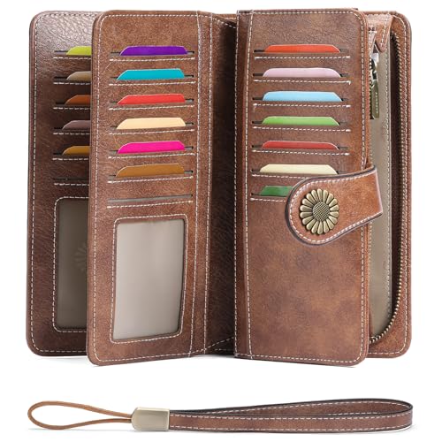 SENDEFN Wallets for Women Leather Credit Card Holder with RFID