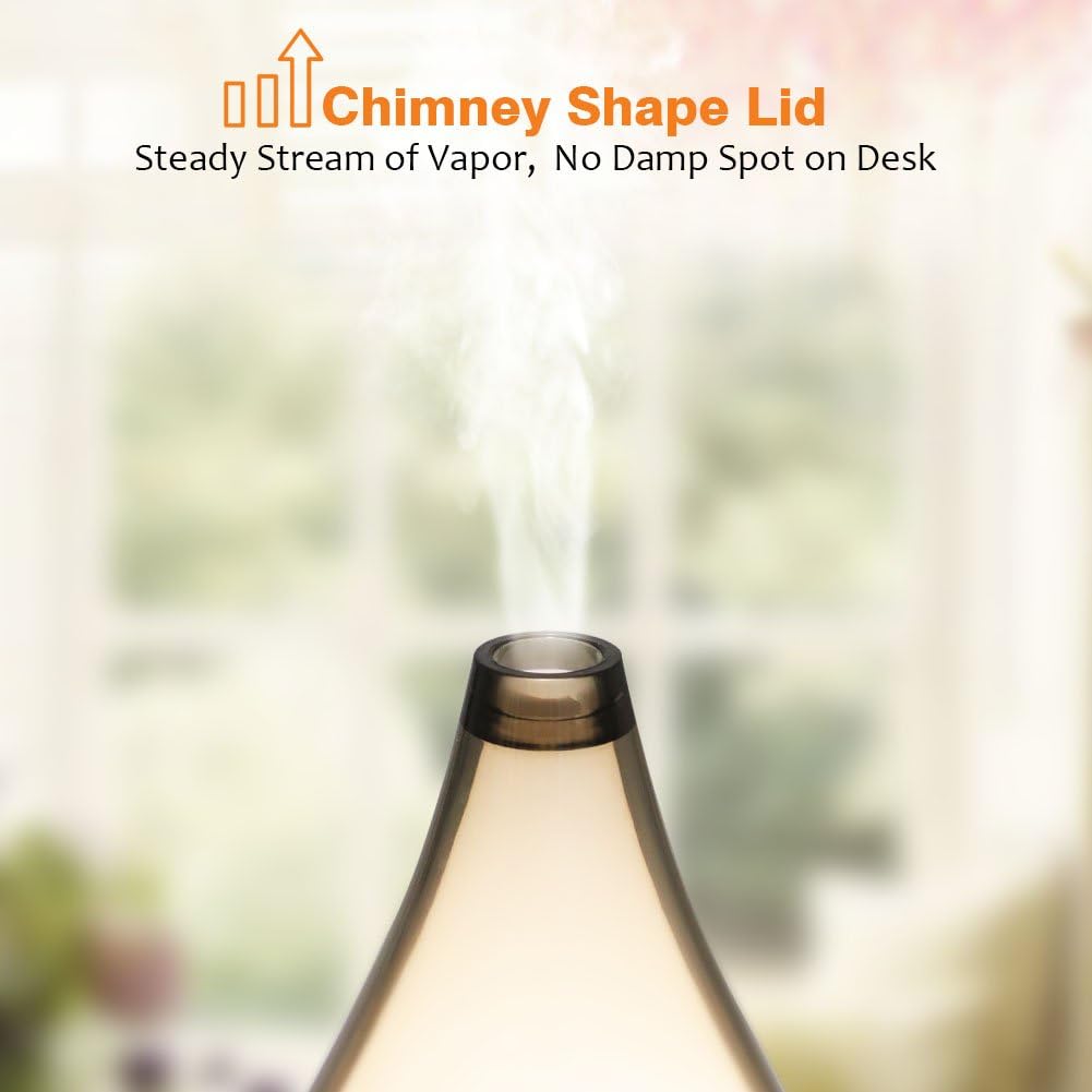 InnoGear 2019 Vase-Shaped Essential Oil Diffuser, Elegant Transparent Cover Cool Mist Humidifier Ultrasonic Aromatherapy Diffusers with Unique Breathing Lights Waterless Auto-off for Home Yoga Office