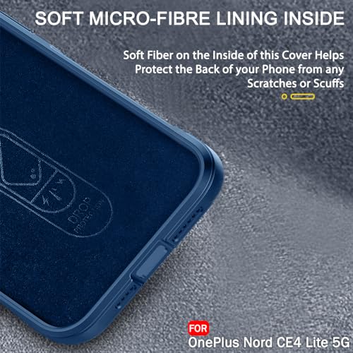 Image of TheGiftKart Liquid Silicon Back Cover Case for OnePlus Nord CE 4 Lite 5G | Shockproof Military Grade Protection | Micro-Fibre Cloth On Inner Side | Built-in Anti-Slip Grip Back Case Cover (TPU, Blue)