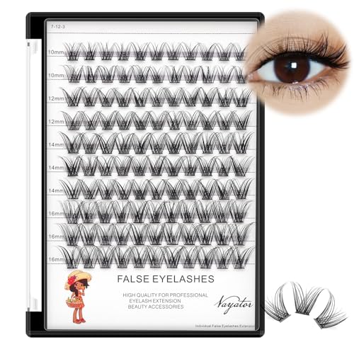 →VAYATOR 4 Styles Wide Cluster D Curl 8-20mm Professional Makeup Individual Cluster Eyelashes Grafting Fake False Eyelashes Eyelash Extension Individual Eyelash (D#14+16mm Mixed)