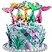 Mermaid Tail Cake Toppers Set Reusable Sequin Reversible Mermaid Cake Decoration Novelty Party Supplies for Baby Shower, Bridal Shower, Wedding and Birthday Party(Set of 5)