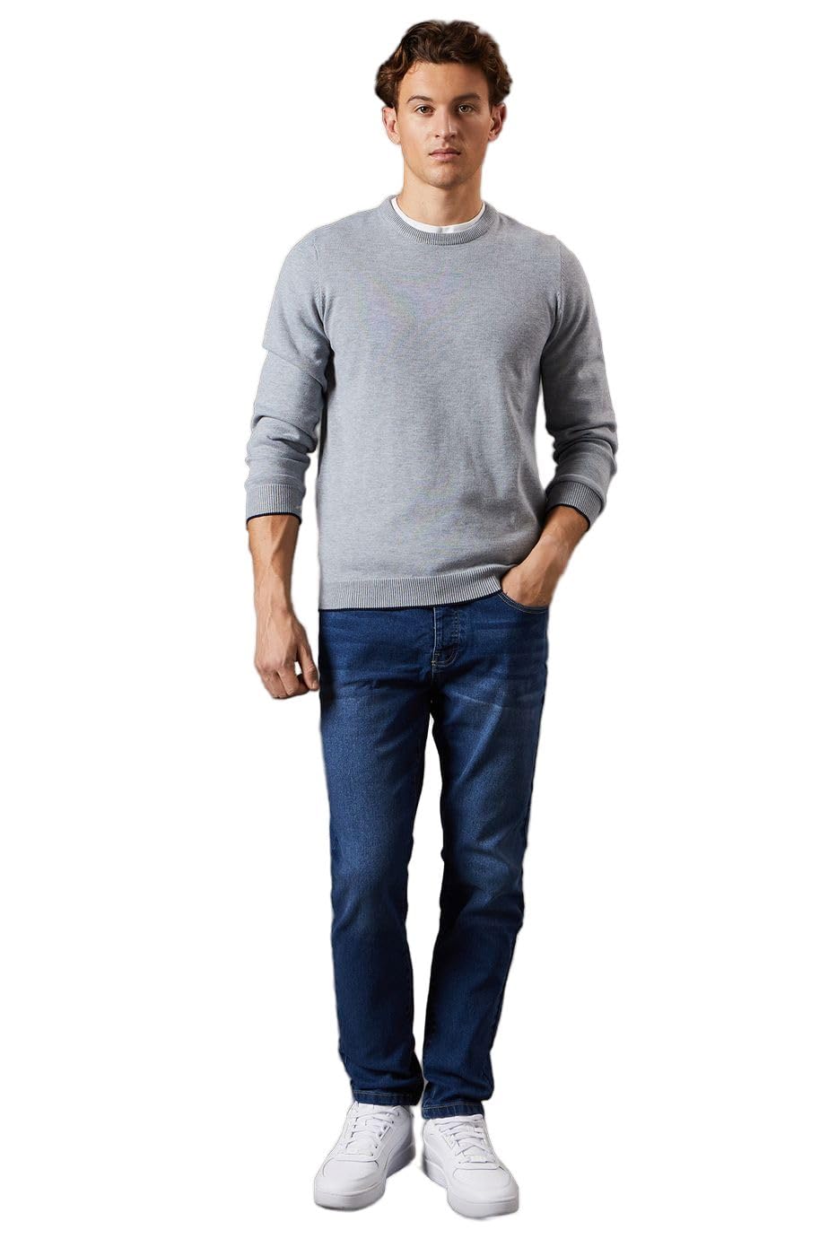 Burton Men's Dark Blue Mid Wash Skinny Jeans (32R) (Dark Blue)