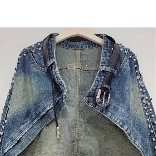 Irregular Single Button Hem Zipper Lightweight Cowboy Jacket For Women3