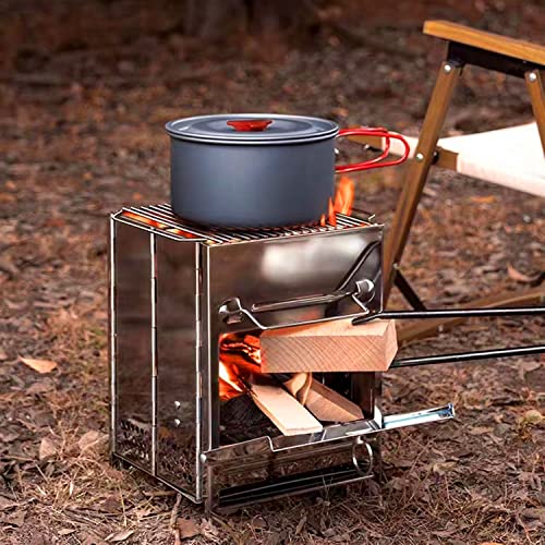 Wood Stove Survival Stove Backpacking Wood Stove Folding Wood Stove Wood Burning Camp Stove With Grill Portable Backpack Stove（1 Stove And 1 Carrying Bag） #TOP6