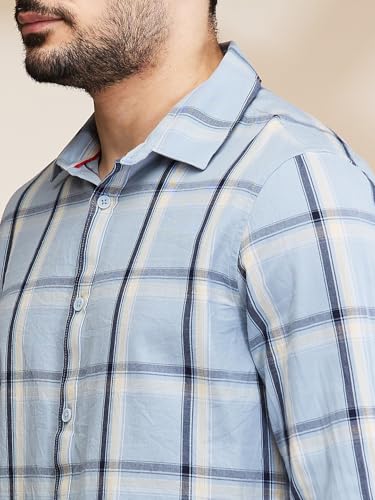 Image of Being Human Blue Slim Fit Regular Collar Men's Shirt Clothing