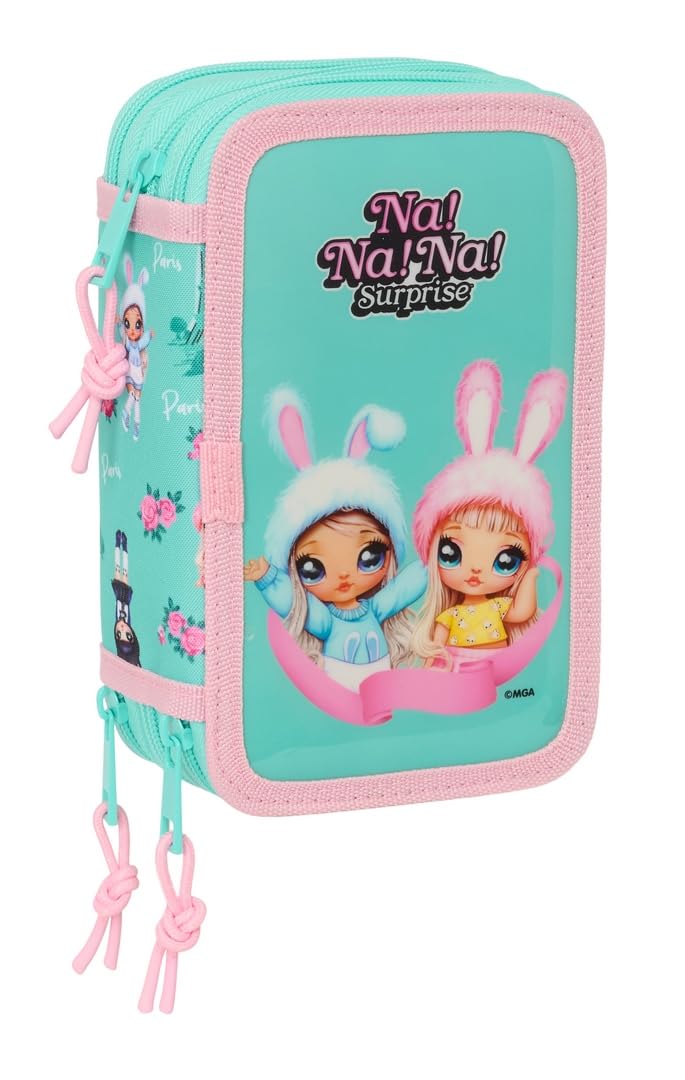 Safta NANANA BUNNY - School Pencil Case with 37 Tools Included, Children's Pencil Case, Child, Ideal for Children from 5 to 14 Years, Comfortable and Versatile, Quality and Resistance, 12.5 x 5.5 x