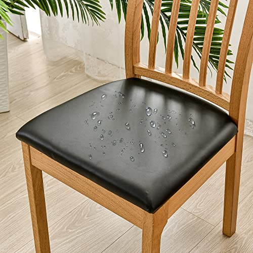 zalati 4 cojines para silla, de piel sintética, resistentes al agua, extraíbles, para comedor, color negro
