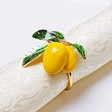 Tropical Yellow Lemon Napkin Rings Set of 4,Wedding Napkin Holder Fruit Napkin Buckle for Hawaii Par