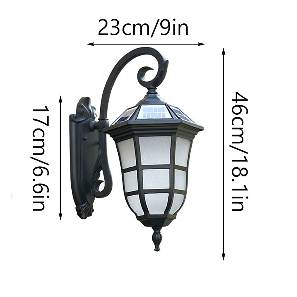 ICEMOB Europäische Retro-Solar-Außenwandlaterne IP65 wasserdichte und regensichere Wandhalterungsleuchte Milchweißer Glaslampenschirm Wandleuchte Wandmontierte Außenwanddekoration
