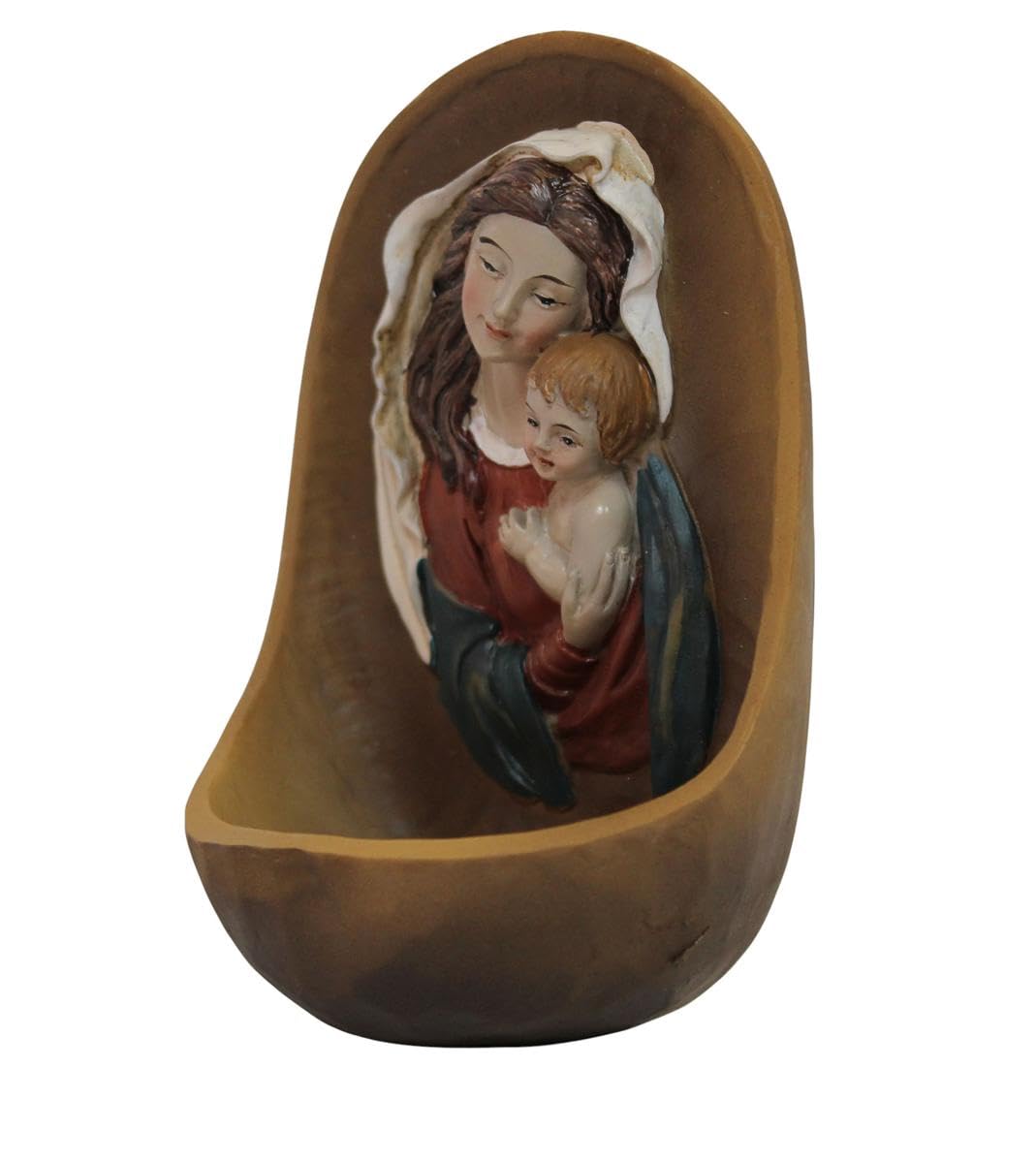 ZICOM Weihwasserkessel Weihwasserbecken Maria mit Kind Höhe 12cm handbemalt Polyresin