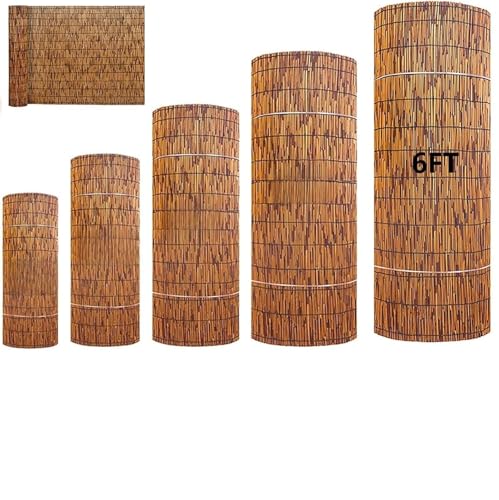 ナチュラルリードフェンシングロール、4フィート x 16.4フィート バルコニーリードフェンス 竹製スクリーンフェンシング、屋外裏庭パティオ、プライバシースクリーンパネル、バルコニーフェンシングカバー(H0.61xL6m/H2xL20ft)