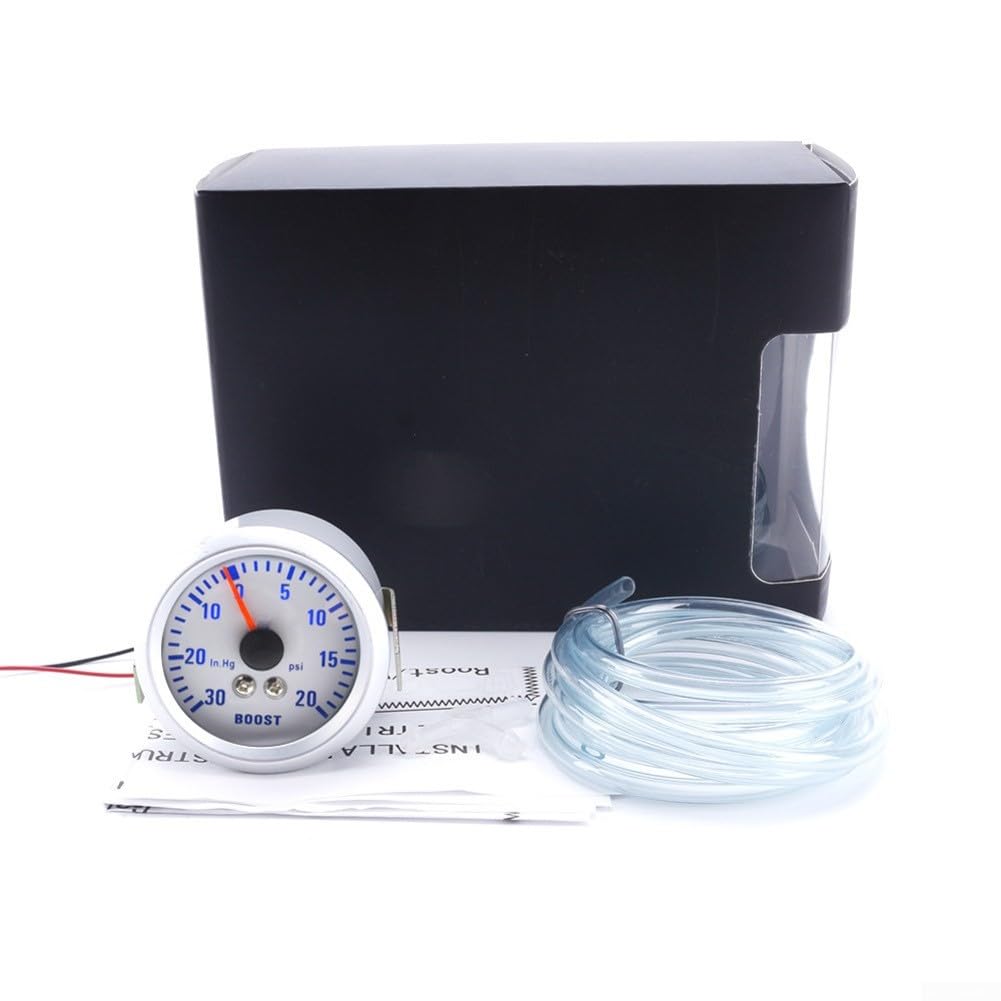 Calibro turbocompressore da 52 mm per modifica auto -30 ~ 20 psi, 12 V luce blu Turbo Boost manometro