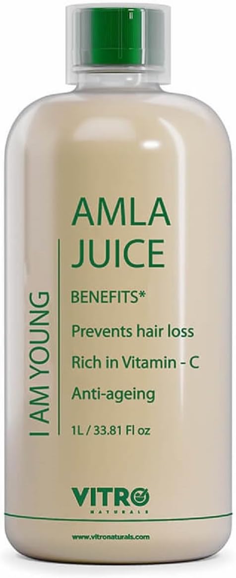 Vitro Naturals Amla Juice With Pulp | Indian Gooseberry Juice With Ayurvedic Herbs | Immunity Boosters, Powerful Antioxidant | Good for Digestive Health, Skin & Hair Health | No Added Sugar, 1 L