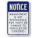 SmartSign 3M High Intensity Grade Reflective Sign, Legend "Notice: Management not Responsible for Damage", 18" high x 12" wide, Blue on White