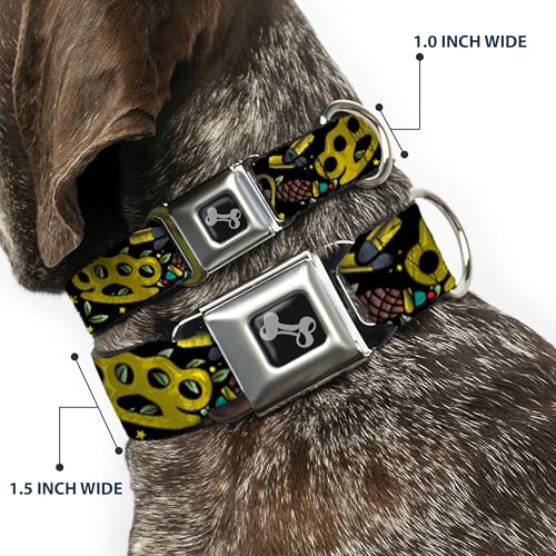 Collier chien os réglable 11-43,2 cm Buckle Down nylon noir
