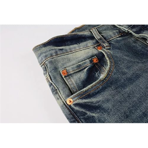 Men's Ripped Slim Fit Jeans Classical Distressed Washed Stretch Skinny Button Fly Straight Leg Denim Pants4